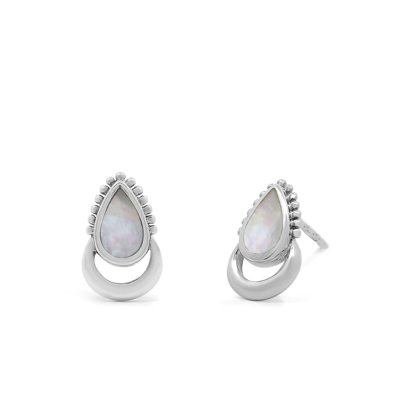 BOMA Halo Teardrop Stud Earrings - Mother of Pearl