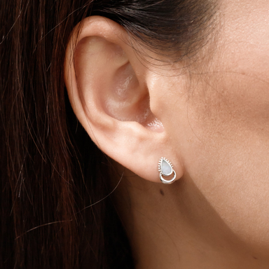 BOMA Halo Teardrop Stud Earrings - Mother of Pearl