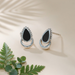 BOMA Halo Teardrop Stud Earrings - Onyx