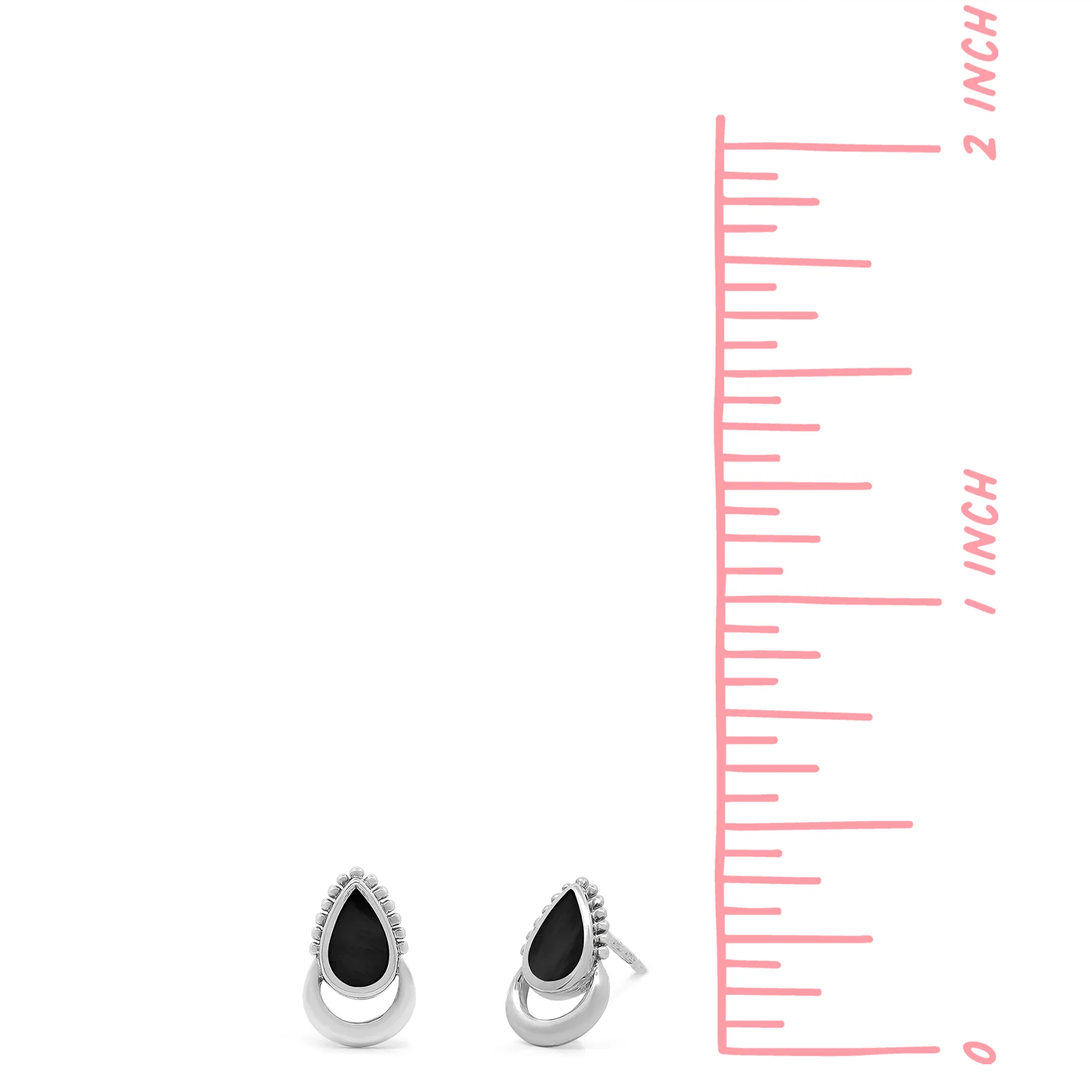BOMA Halo Teardrop Stud Earrings - Onyx