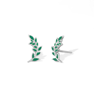Boma Green Leaf Stud Earrings