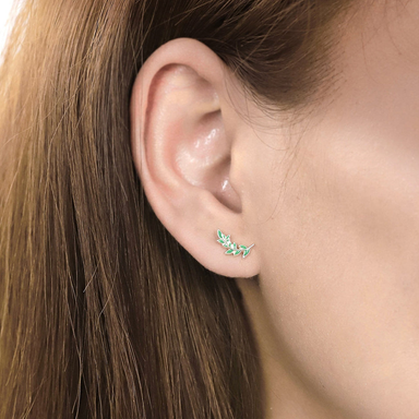 Boma Green Leaf Stud Earrings