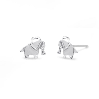 Boma Sterling Silver Post Earrings - Elephant Origami    