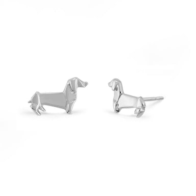 Boma Sterling Silver Post Earrings - Dachshund Dog    