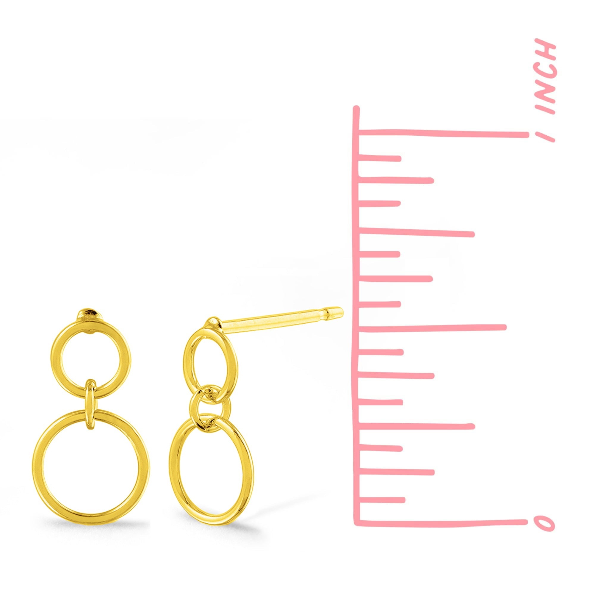 Boma 14KT Gold Plated Double Hoop Post Earrings    