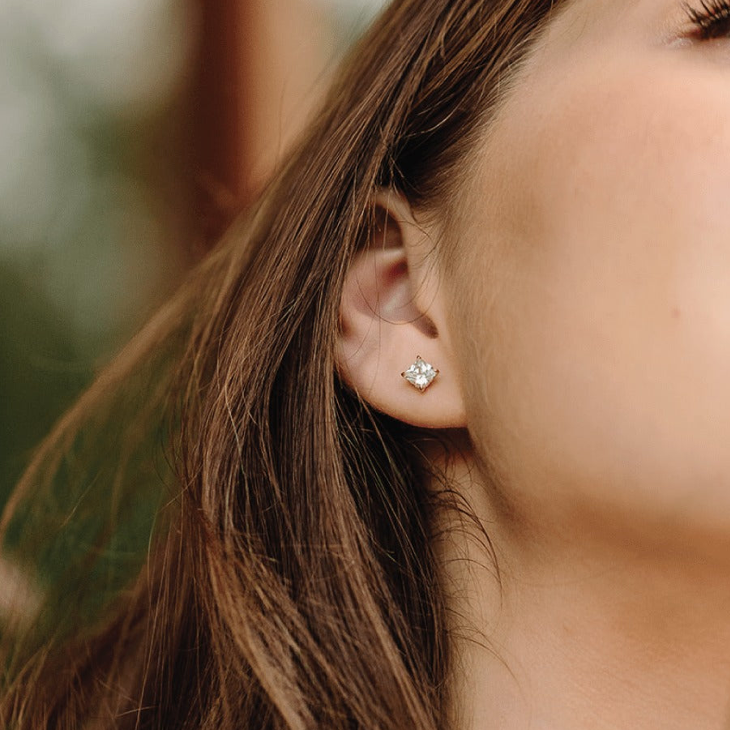 BOMA Aria Step Cut Gemstone Studs - White Topaz