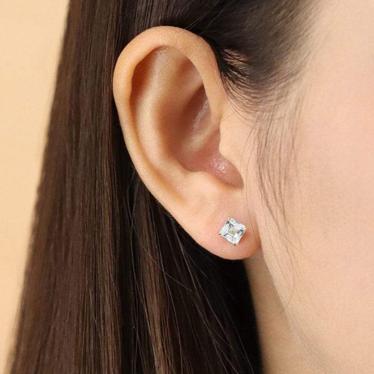 BOMA Aria Step Cut Gemstone Studs - White Topaz