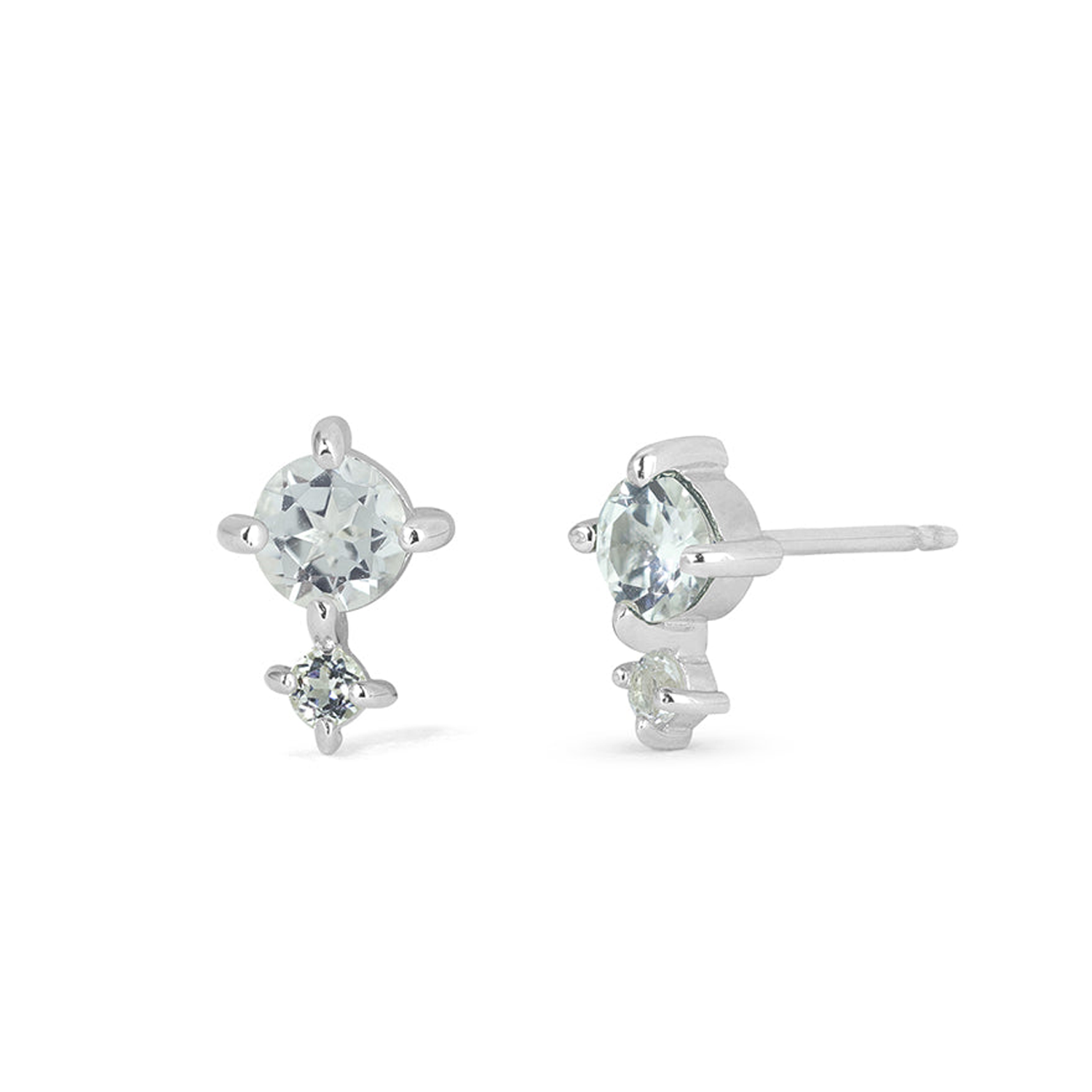 BOMA Aria Round Gemstone Studs - Double White Topaz
