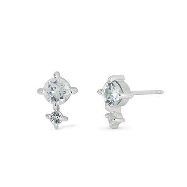 BOMA Aria Round Gemstone Studs - Double White Topaz