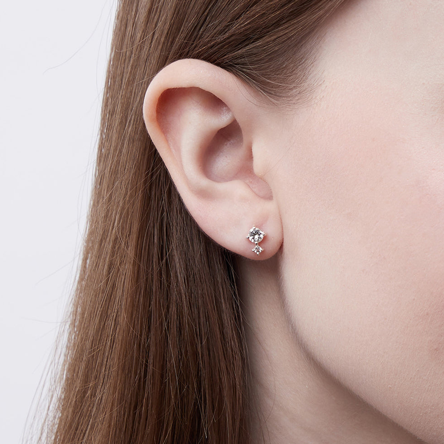 BOMA Aria Round Gemstone Studs - Double White Topaz