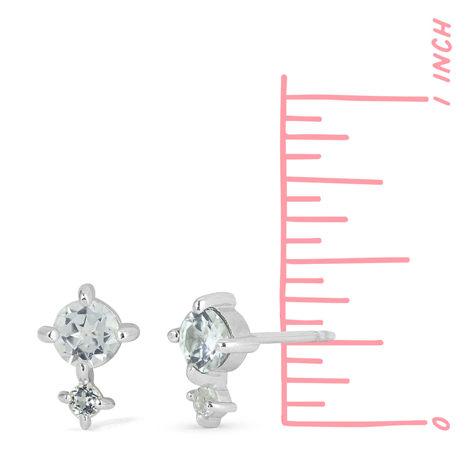 BOMA Aria Round Gemstone Studs - Double White Topaz