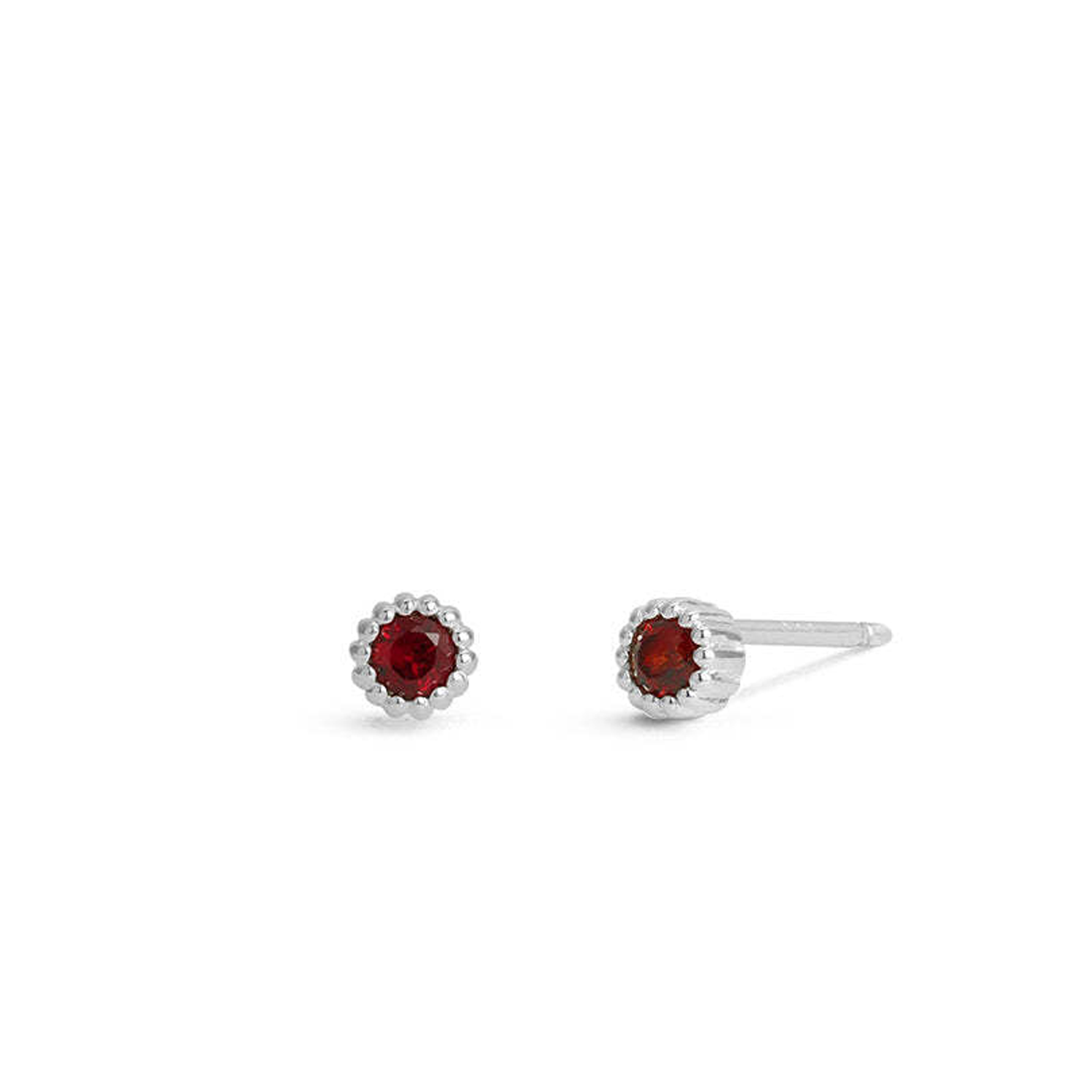 BOMA Aria Mini Round Studs - Garnet