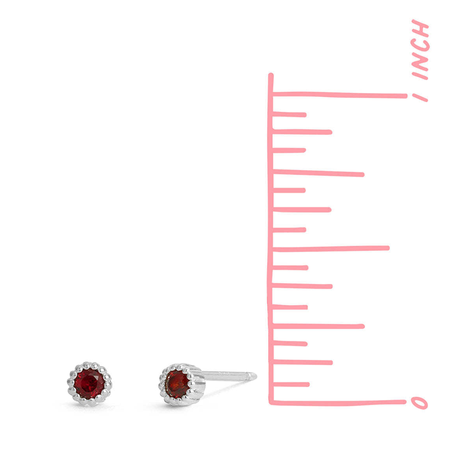 BOMA Aria Mini Round Studs - Garnet
