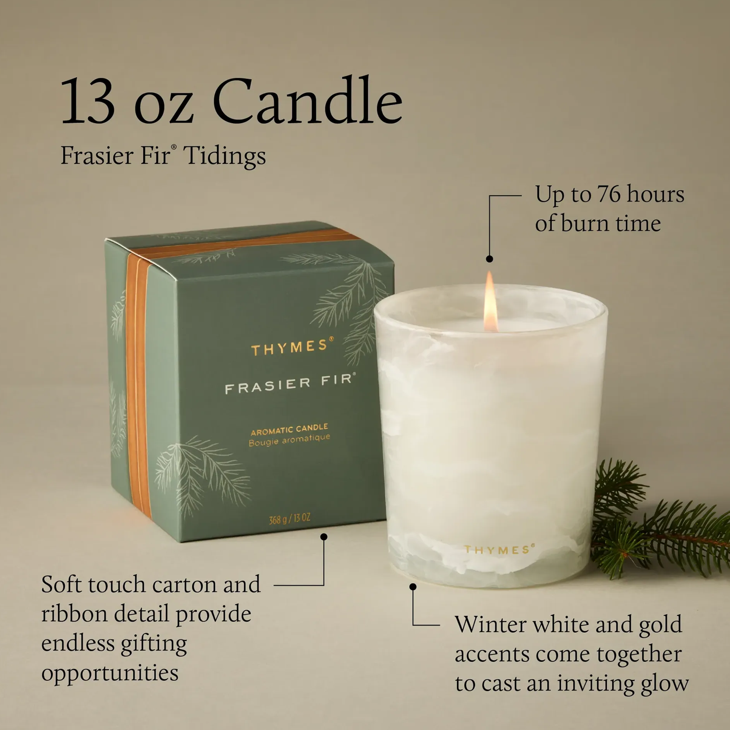 THYMS Frasier Fir Tidings 13 oz Poured Candle