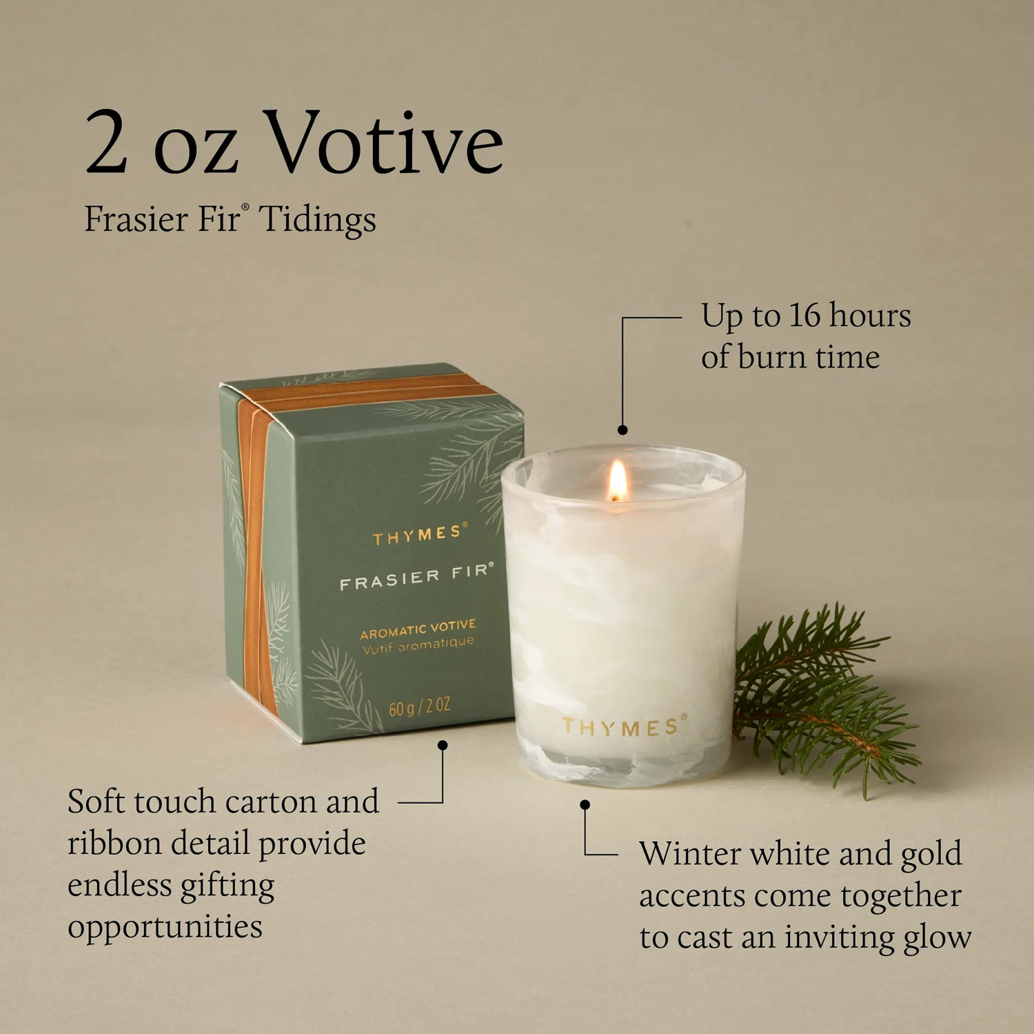 THYMS Frasier Fir Tidings Votive Candle