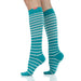 V&V Turquoise and Teal Falling Stripe Nylon Compression Socks - 15-20 mmHg