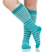 V&V Turquoise and Teal Falling Stripe Nylon Compression Socks - 15-20 mmHg