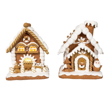 LED Gingerbread House with Santa or Snowman (Single) - Random Style