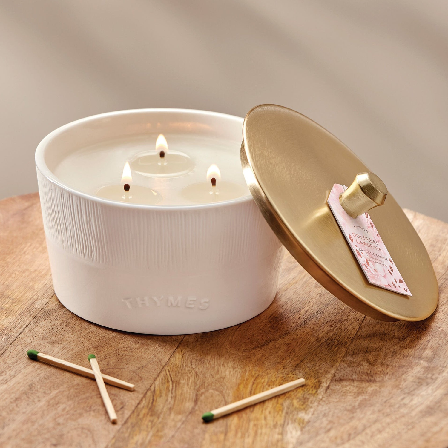 THYMS Goldleaf Gardenia Statement 3-Wick Candle