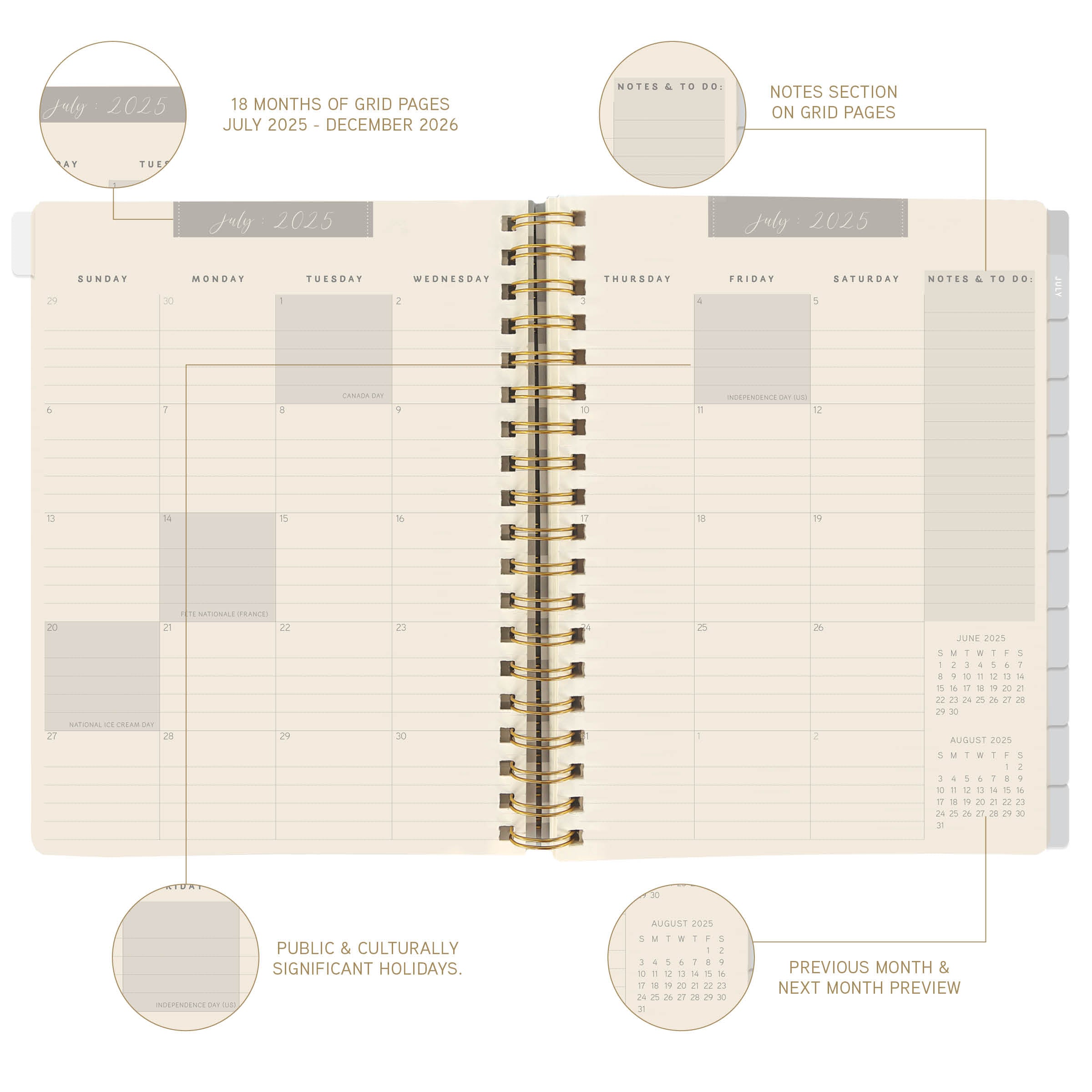 Peanuts Plan 2026 18-Month 6x8 Hardbound Spiral Planner