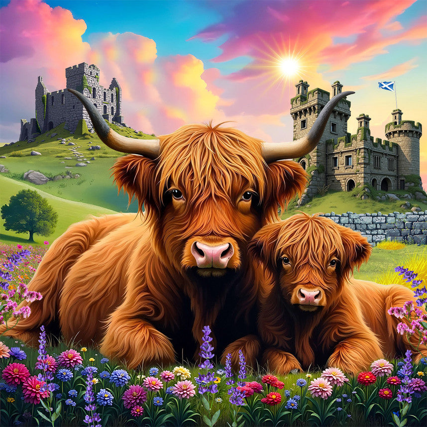 Highland Cows In The Countryside 500 Piece Puzzle
