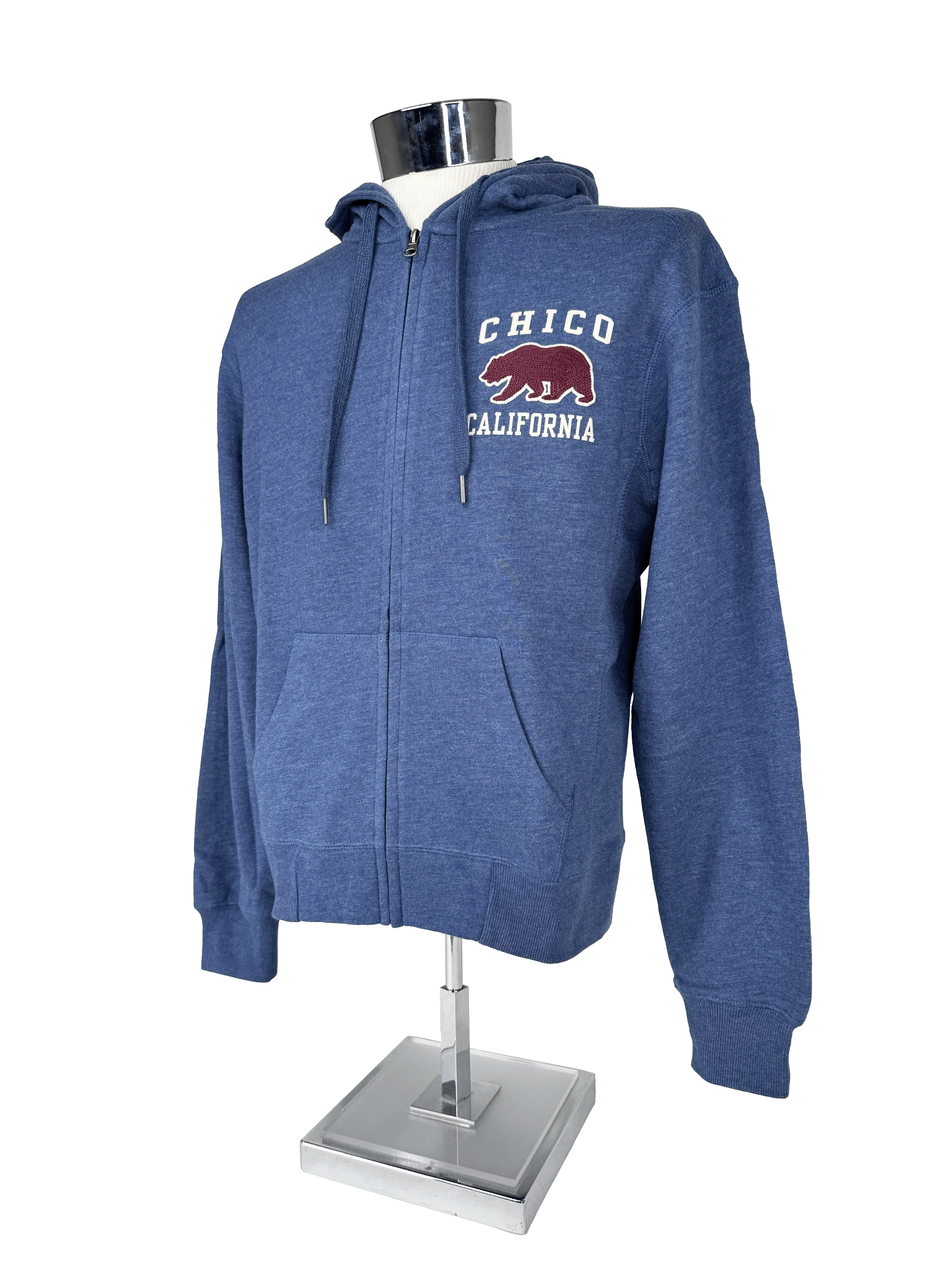 LAKE Chainmail Bear Logo Chico Hooded Zip Sweatshirt Heather Steel Blue S 3282428.1
