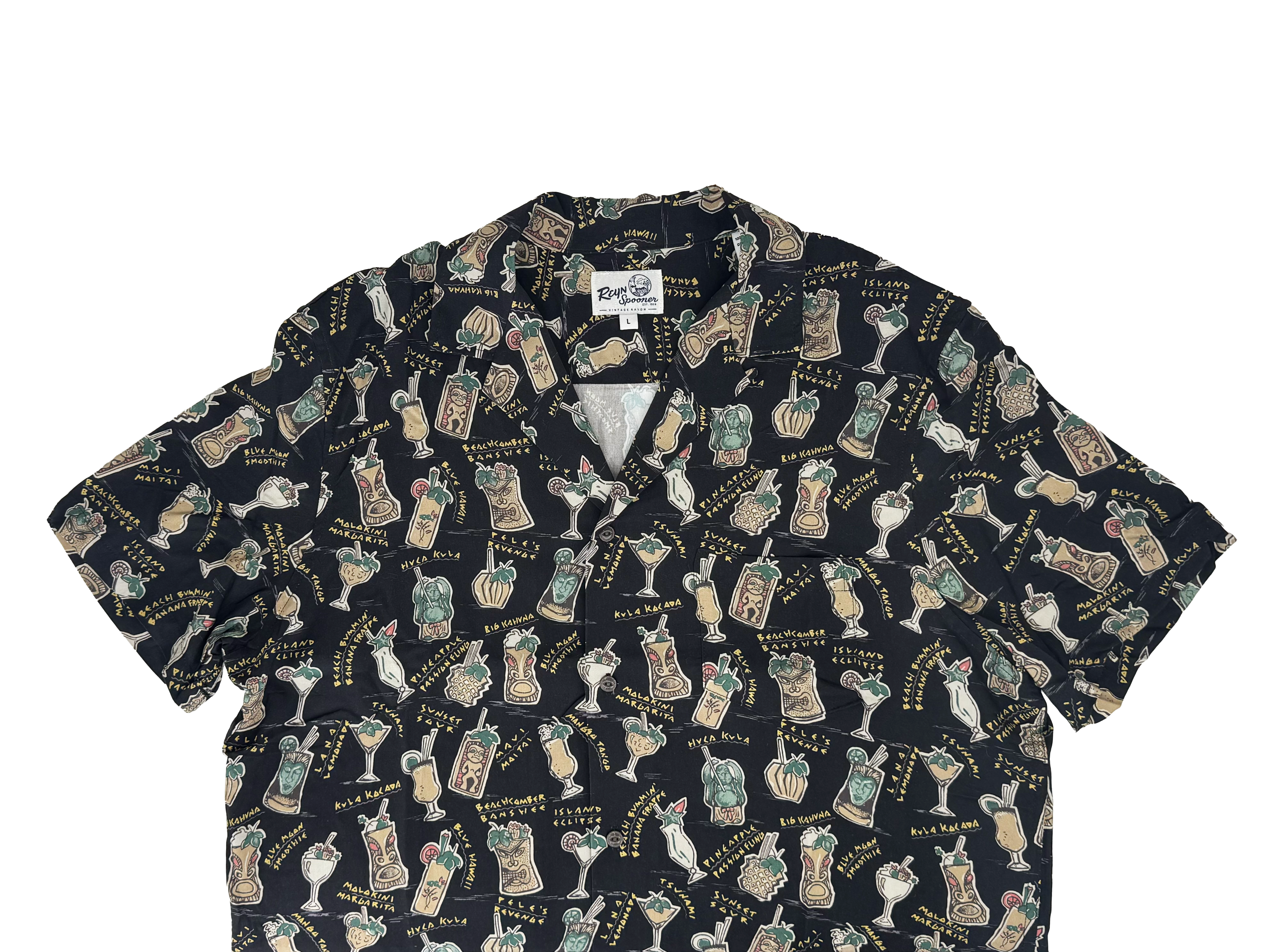 Reyn Spooner Maui Mai Tai Button Front Short Sleeve Camp Shirt