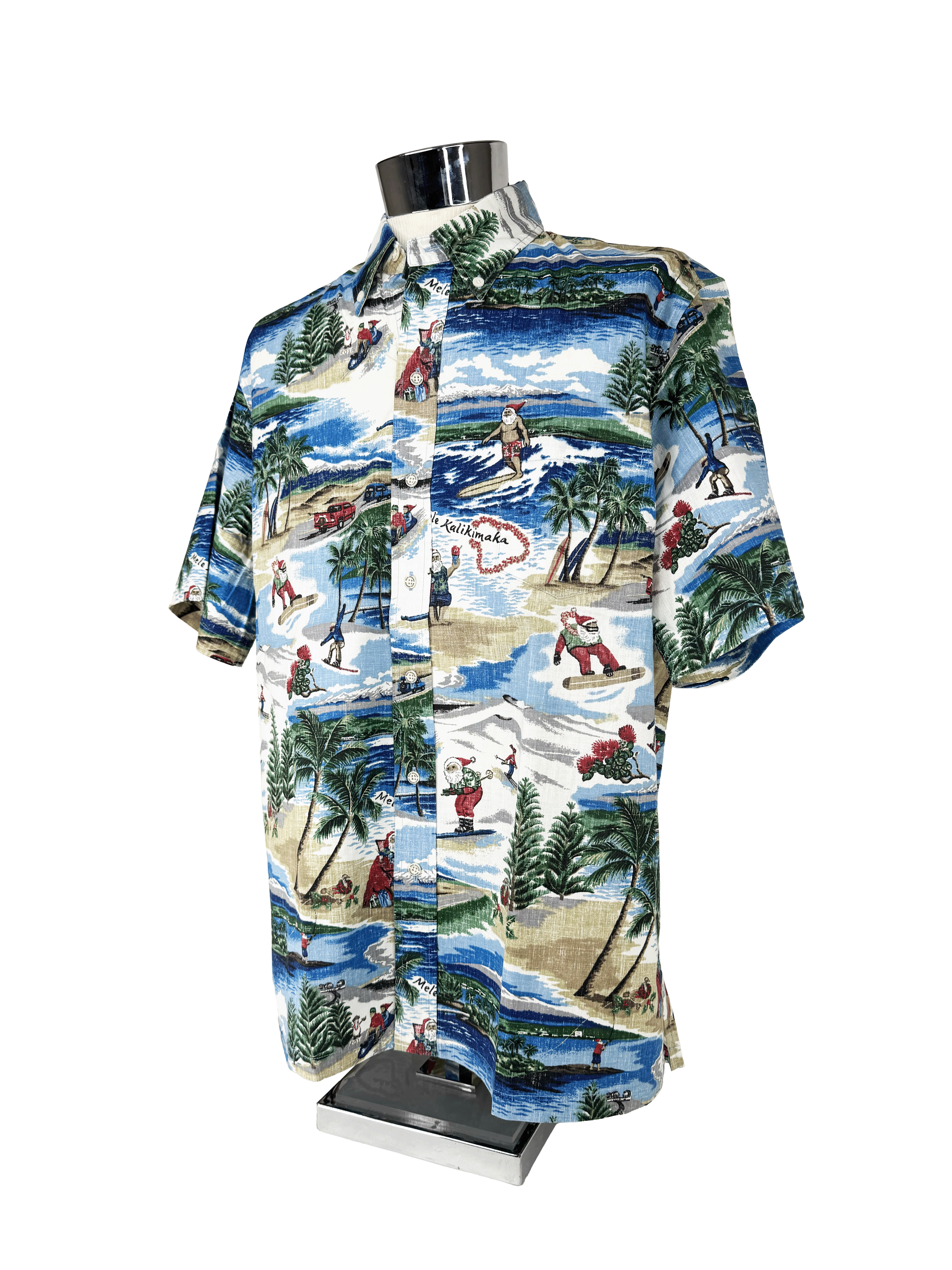 REYN SPOONER Annual Hawaiian Christmas Button Down Shirt - 2019 HOLIDAY BLUE M 805766053624