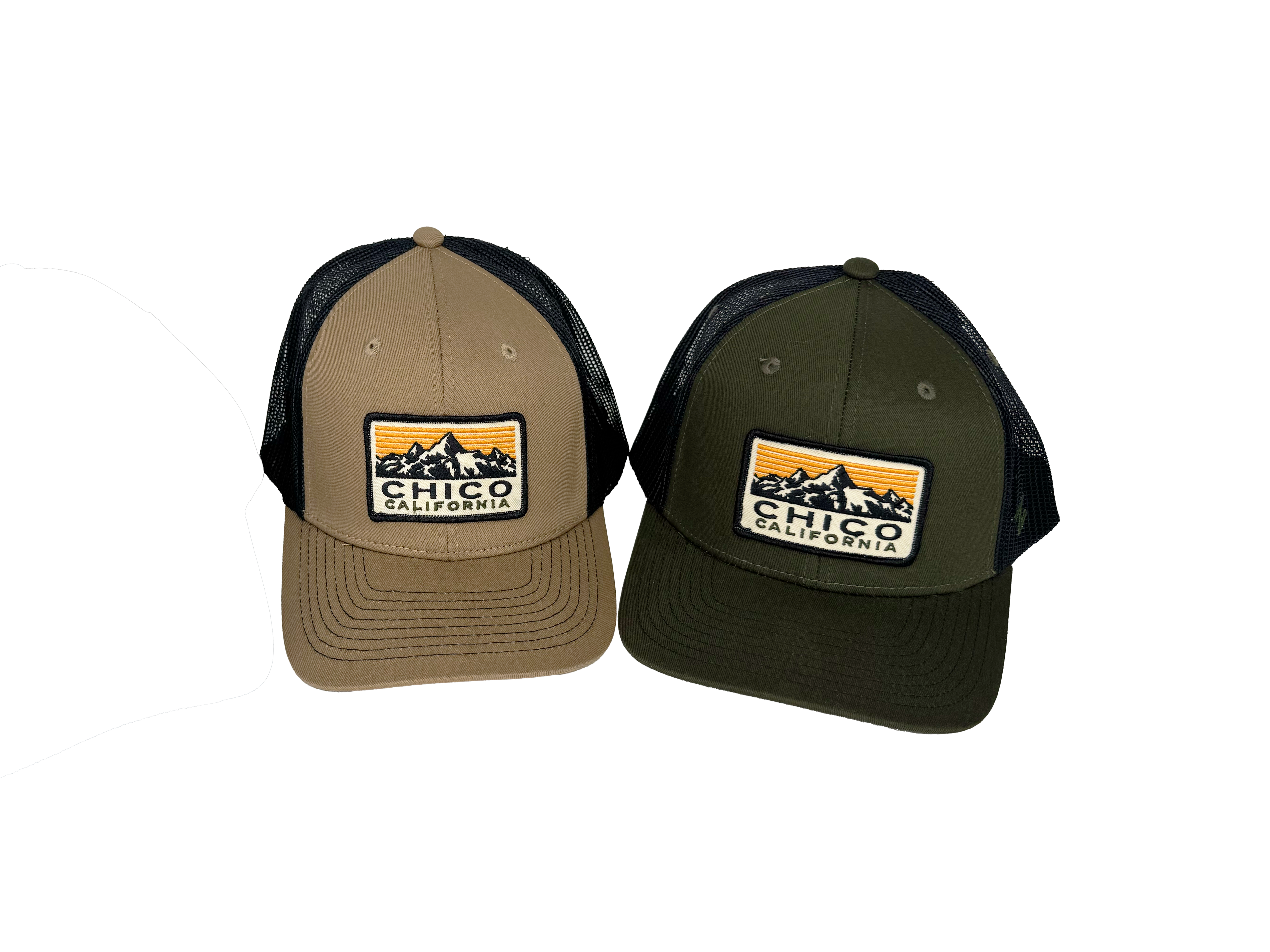Slight Curve Trucker Style Chico Hat - Sine Dine Mountains Logo