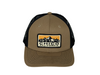 Slight Curve Trucker Style Chico Hat - Sine Dine Mountains Logo Khaki - Black 3291966.2