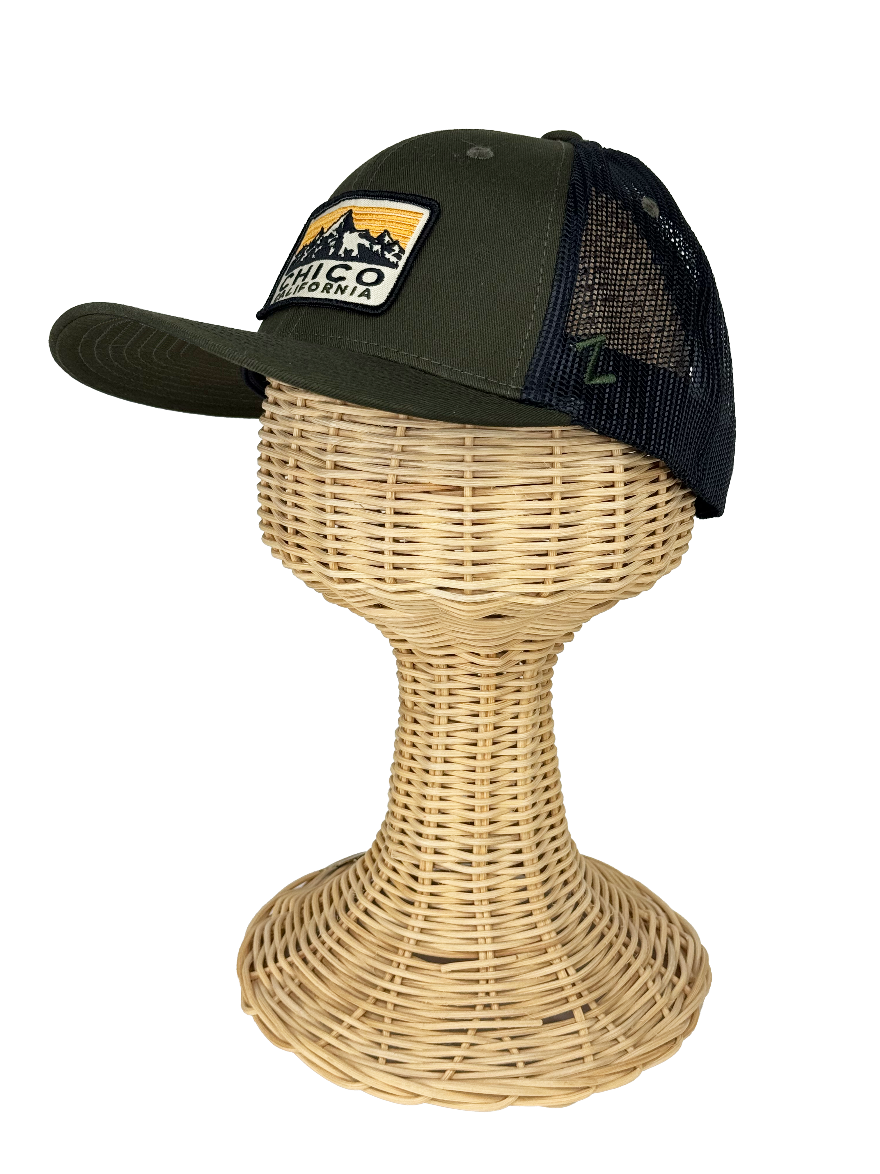 Slight Curve Trucker Style Chico Hat - Sine Dine Mountains Logo