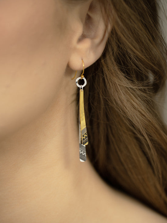 Holly Yashi Willow Weave Stick Earrings - Gold/Silver    