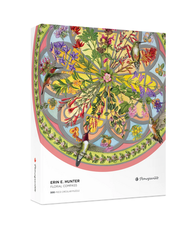 Erin E. Hunter Floral Compass 500 Piece Round Puzzle