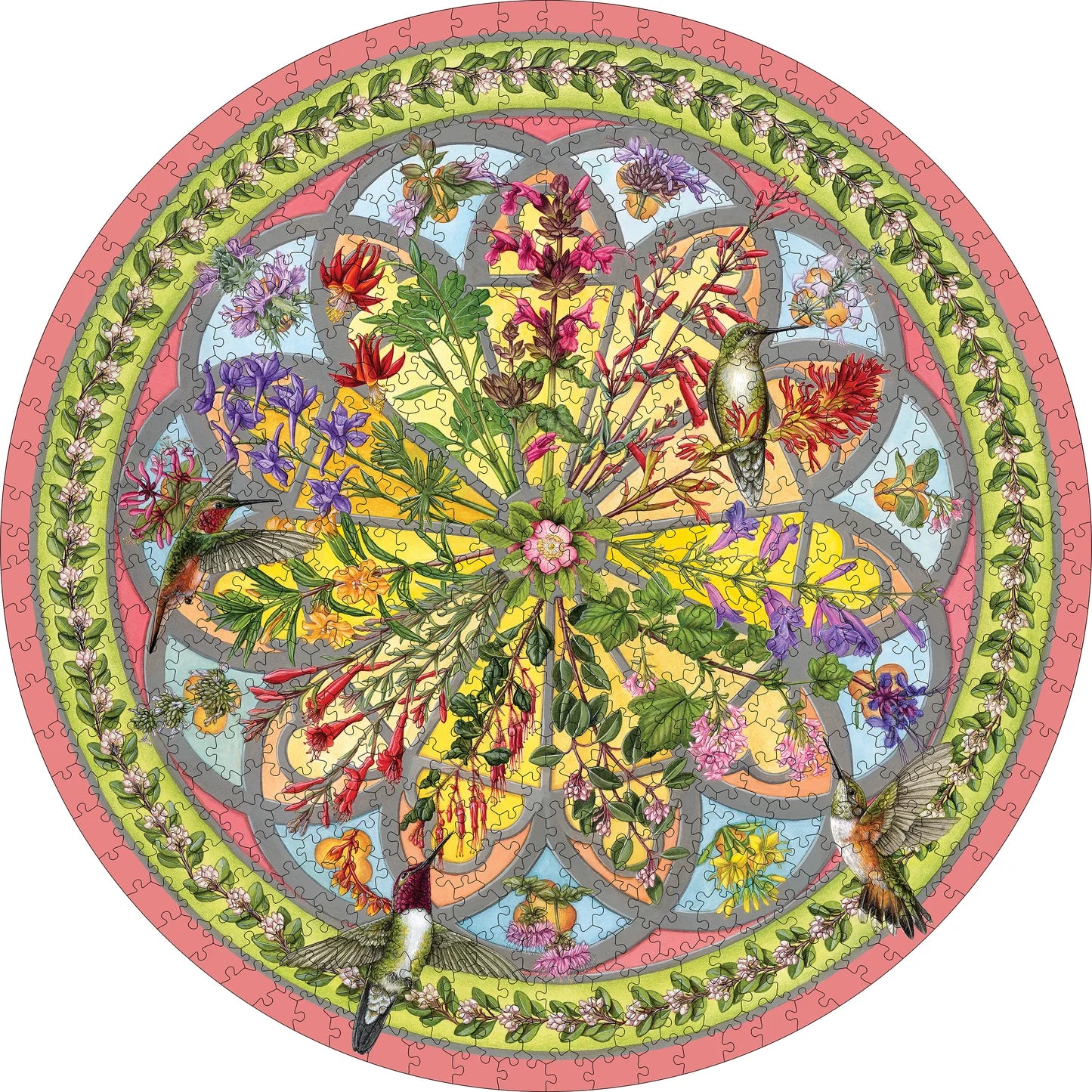 Erin E. Hunter Floral Compass 500 Piece Round Puzzle