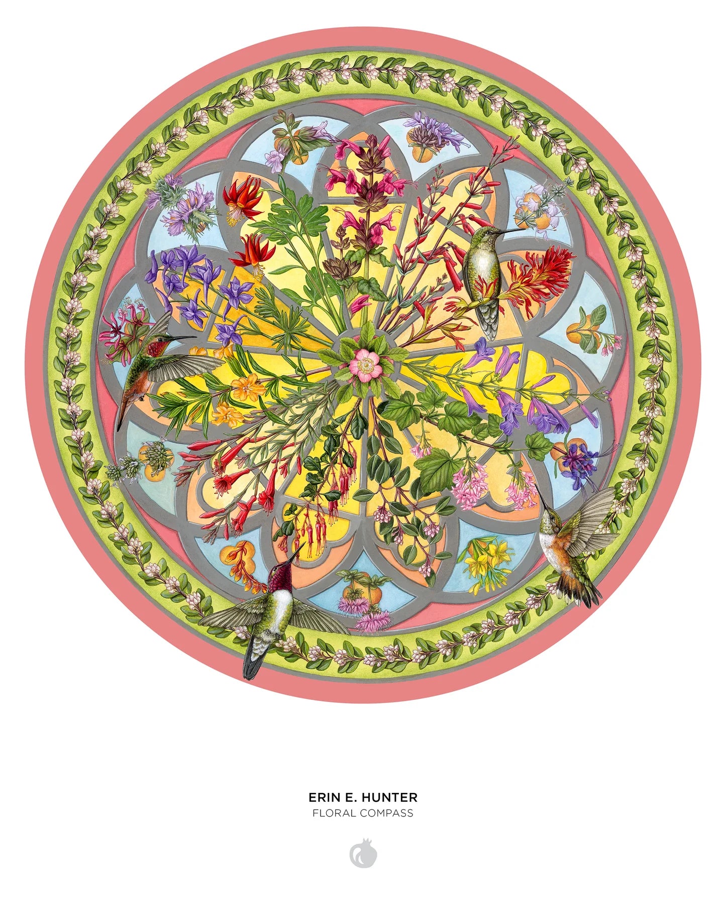 Erin E. Hunter Floral Compass 500 Piece Round Puzzle