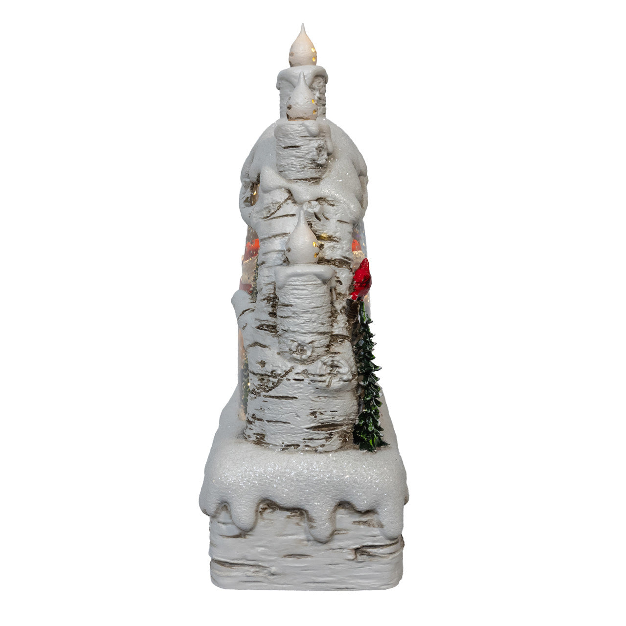 Birch Tree with Santa and Candles 9" LED Water Lantern