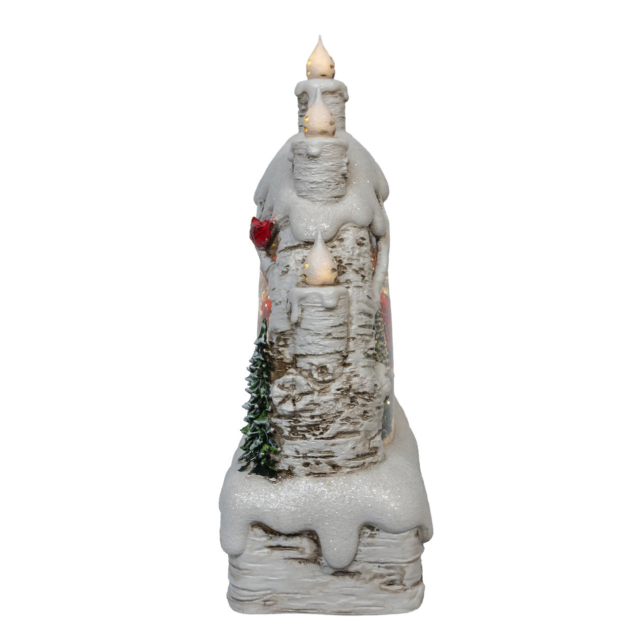 Birch Tree with Santa and Candles 9" LED Water Lantern