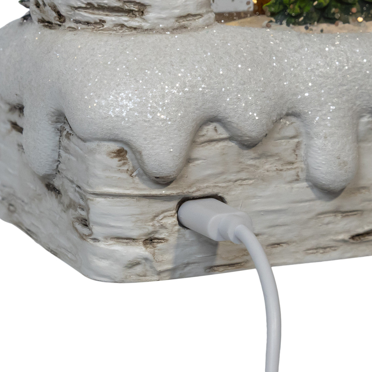 Birch Tree with Santa and Candles 9" LED Water Lantern