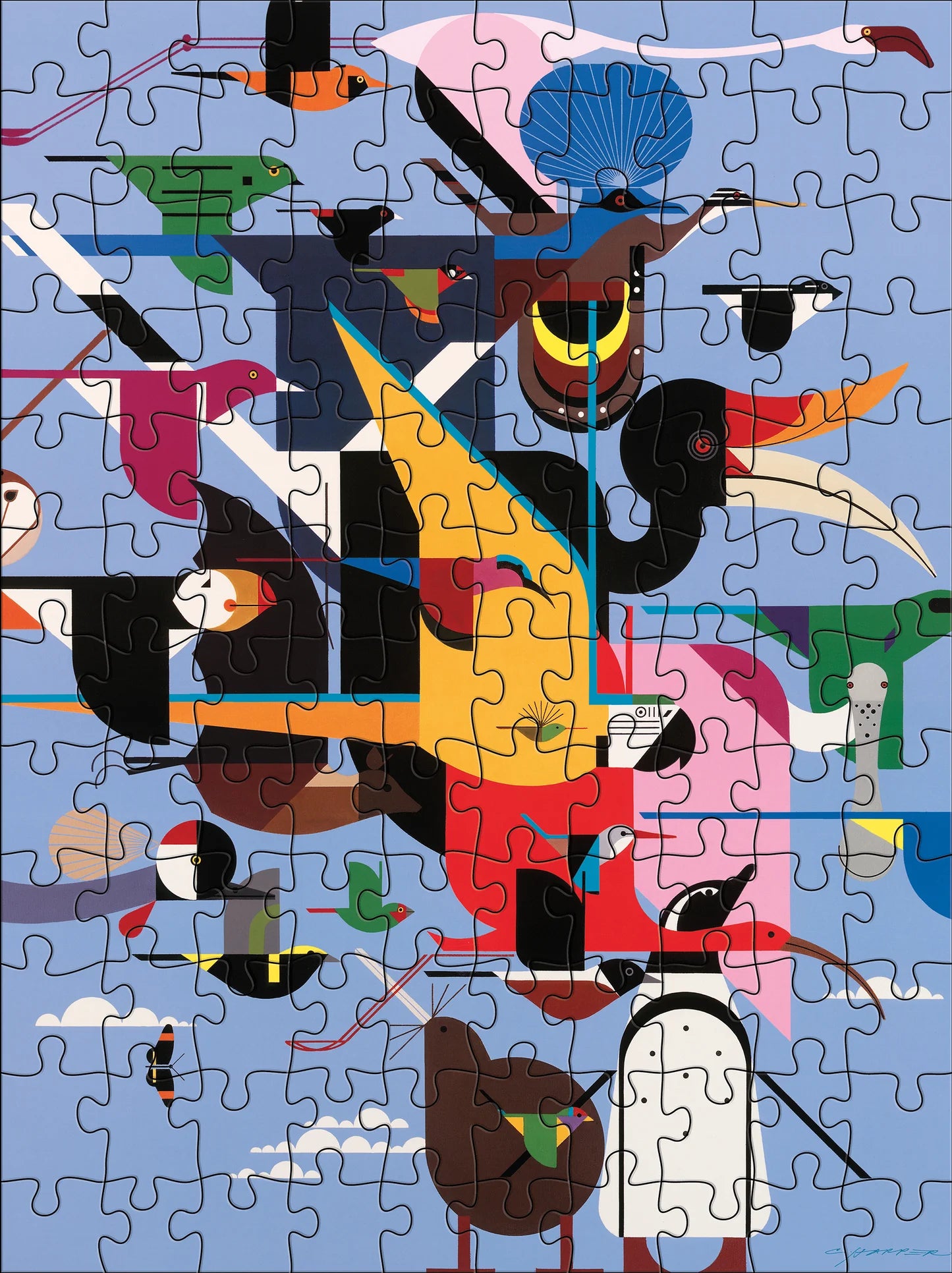 Charley Harper 120-Piece Double-Sided Jigsaw Puzzle Set