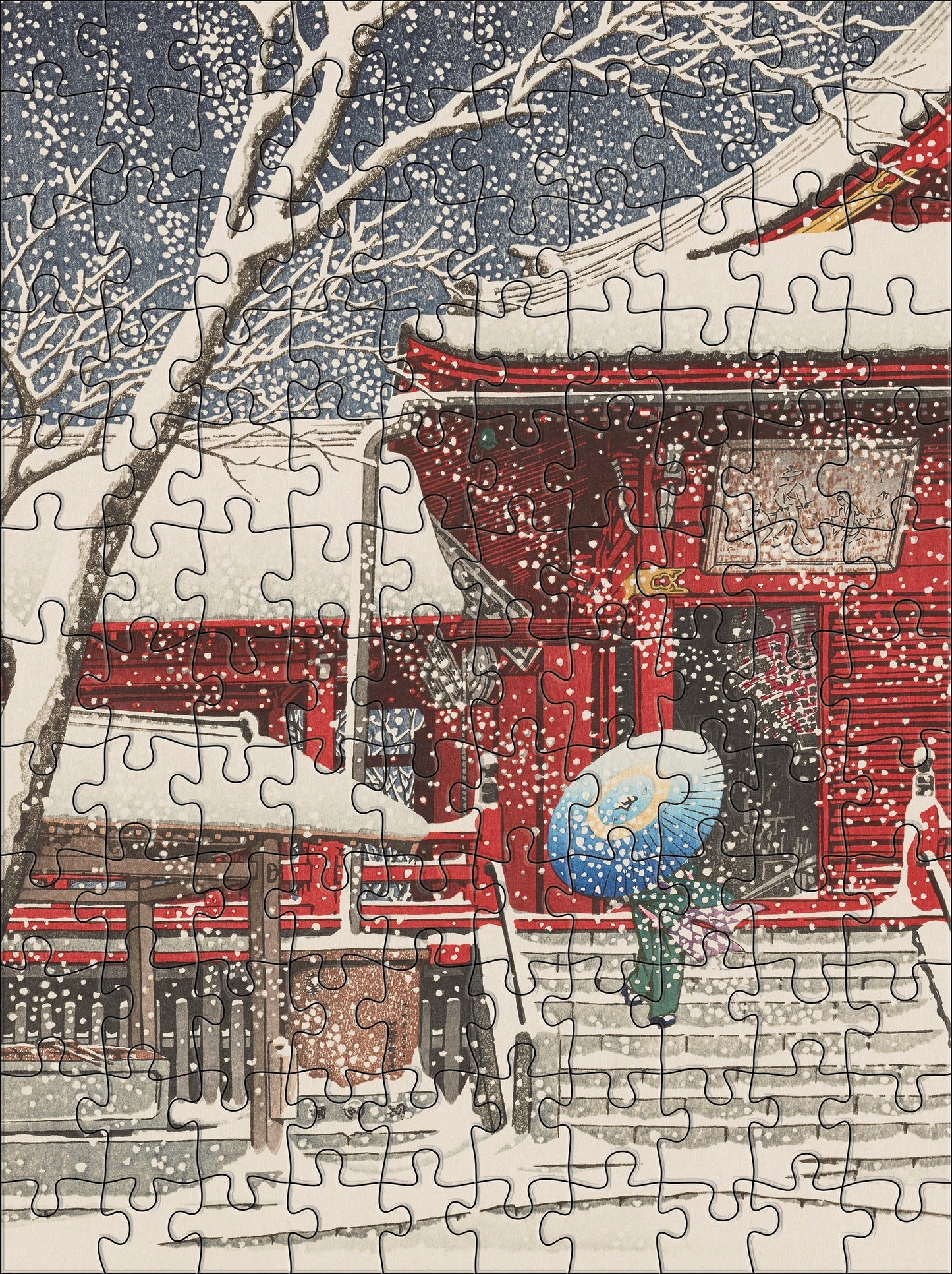 Kawase Hasui Snowfall 120-Piece Double-Sided Puzzle Set