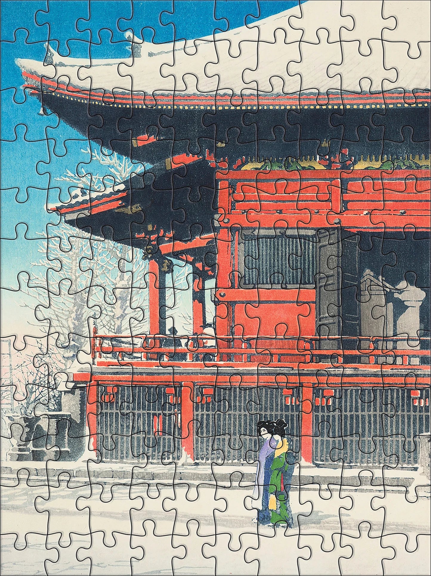 Kawase Hasui Snowfall 120-Piece Double-Sided Puzzle Set