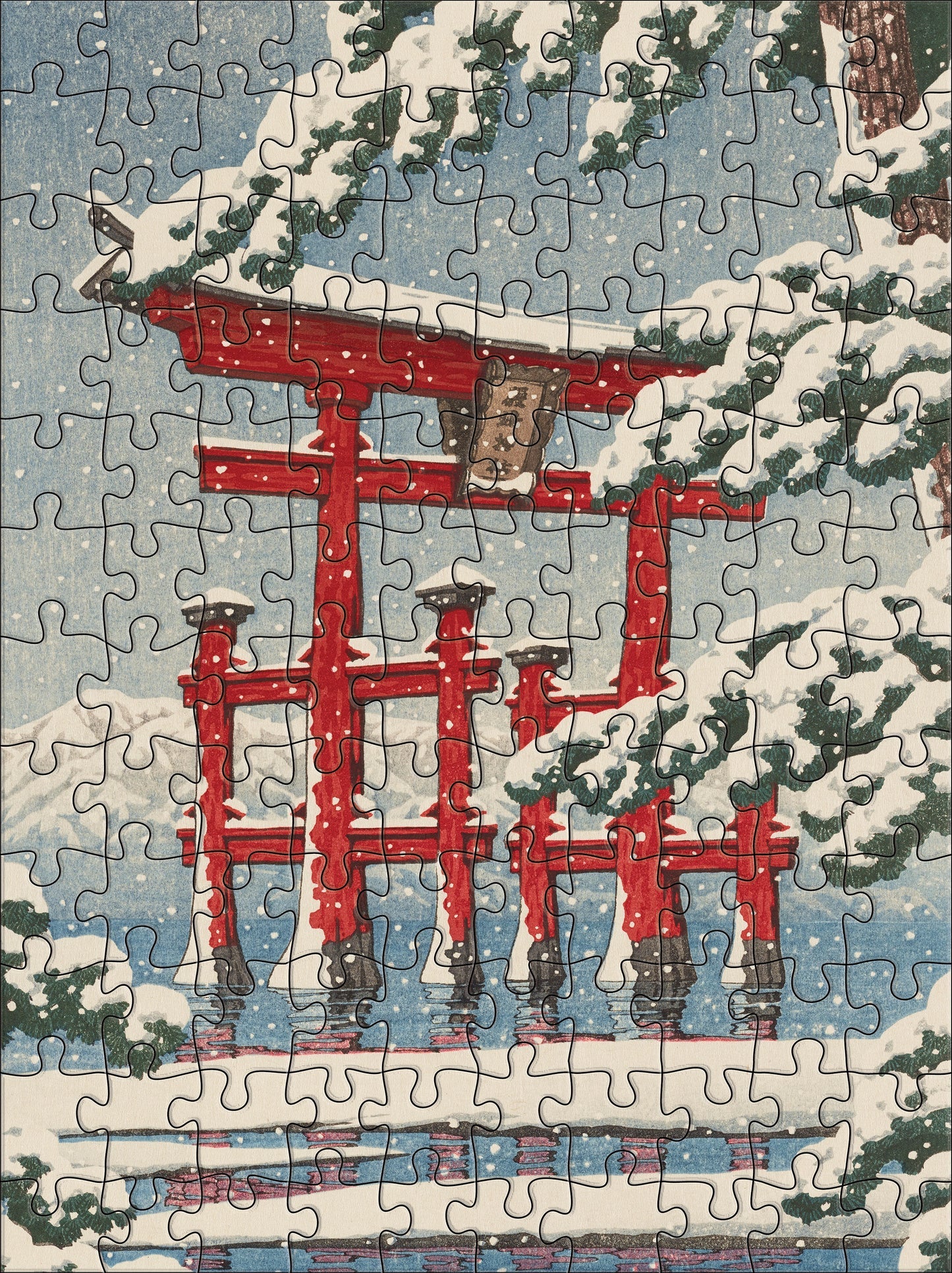 Kawase Hasui Snowfall 120-Piece Double-Sided Puzzle Set