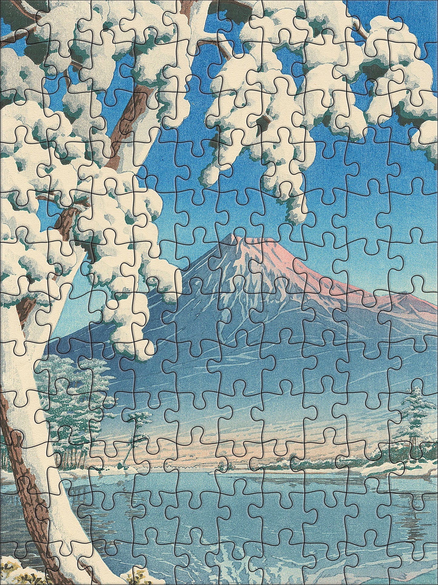 Kawase Hasui Snowfall 120-Piece Double-Sided Puzzle Set