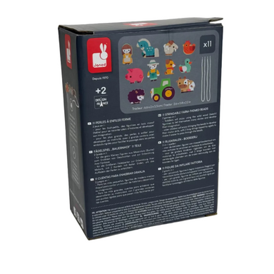 Back view of a toy packaging with illustrations and text on a white background