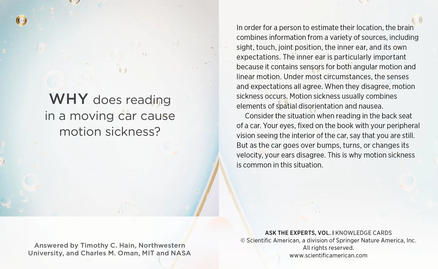 Knowledge Cards - Ask The Experts vol 1 Science Questions