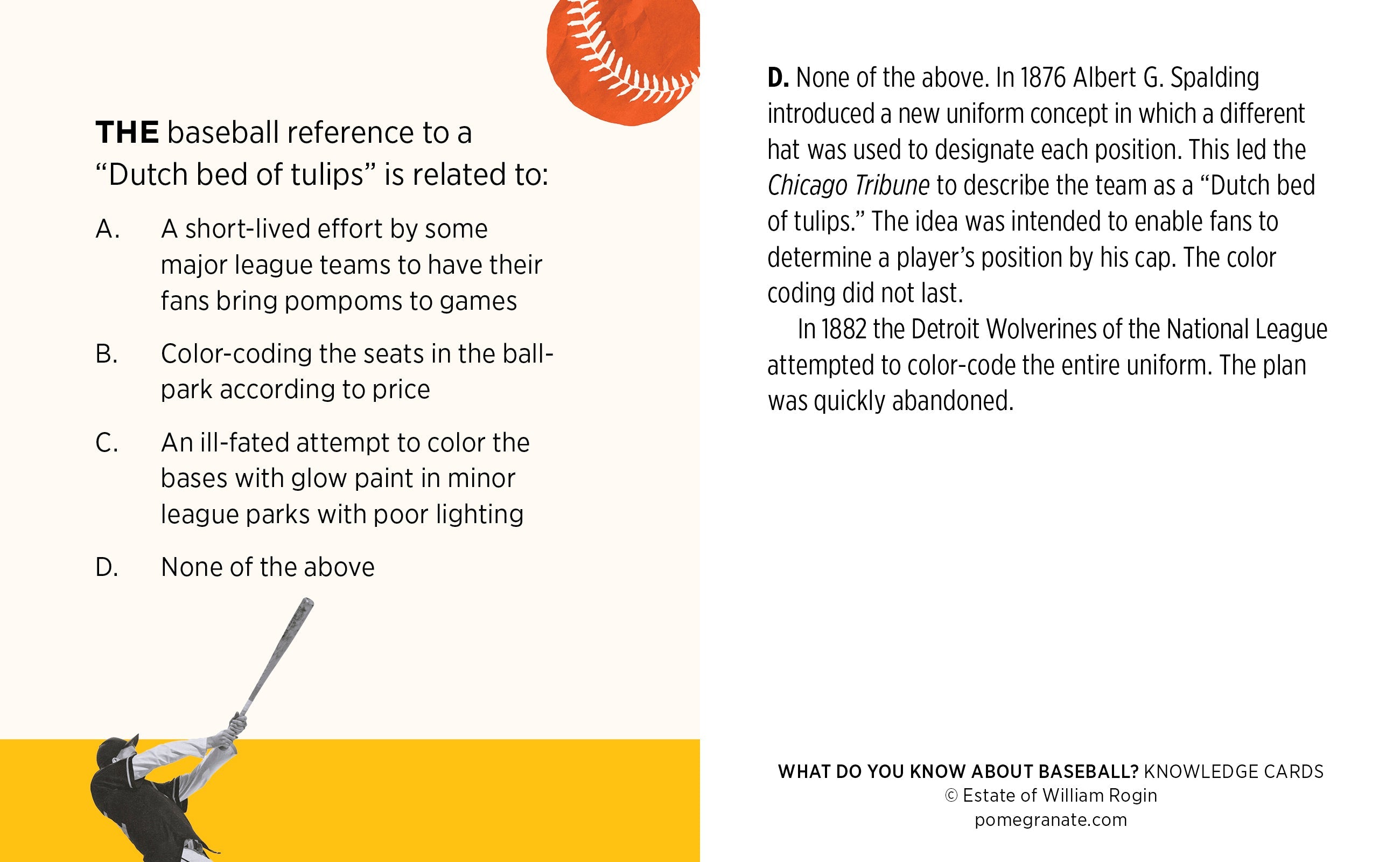 Knowledge Cards What Do You Know About Baseball?