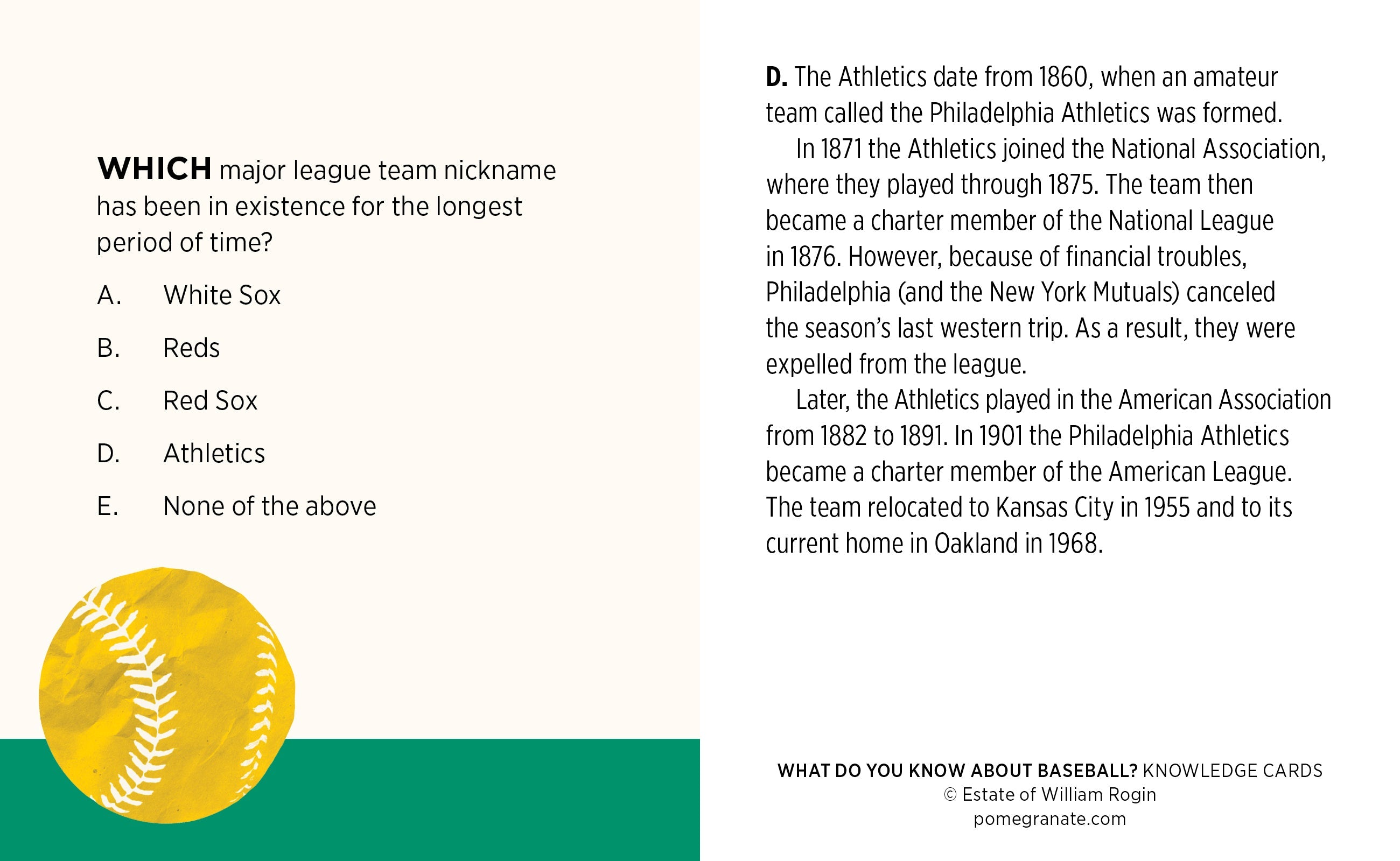 Knowledge Cards What Do You Know About Baseball?