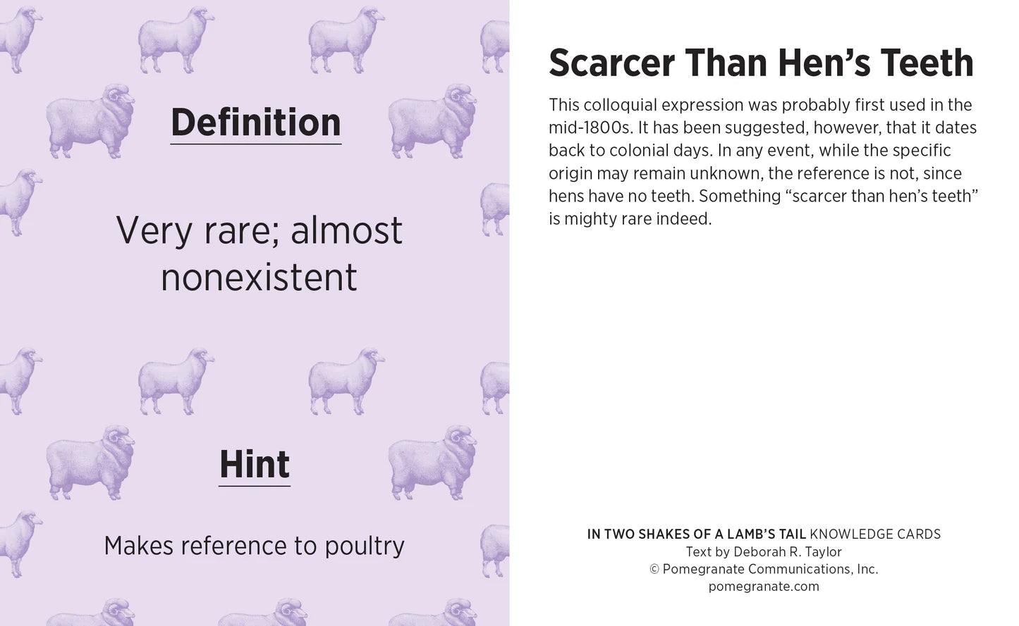 Knowledge Cards - In Two Shakes of a Lamb's Tail