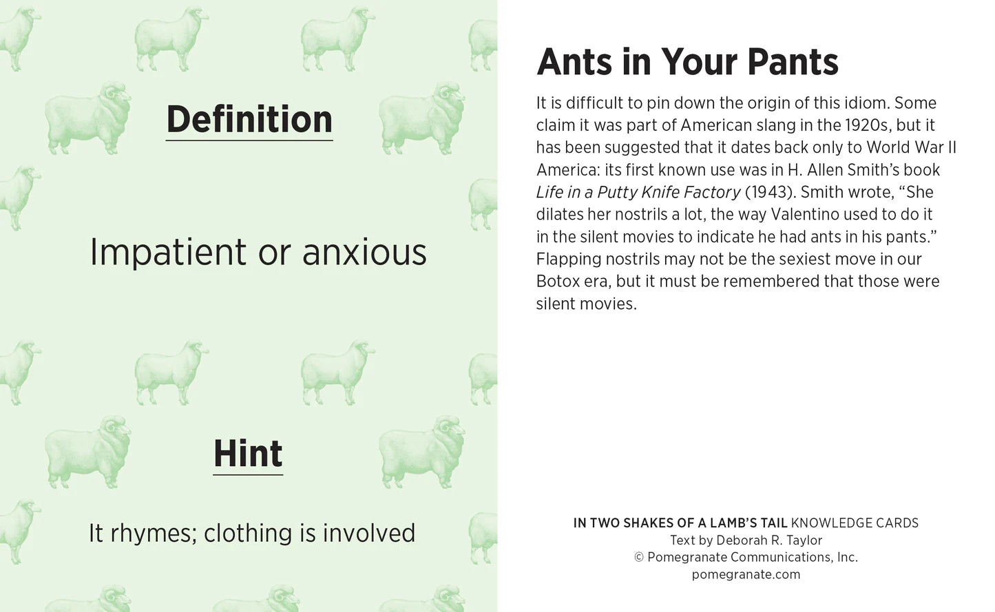 Knowledge Cards - In Two Shakes of a Lamb's Tail