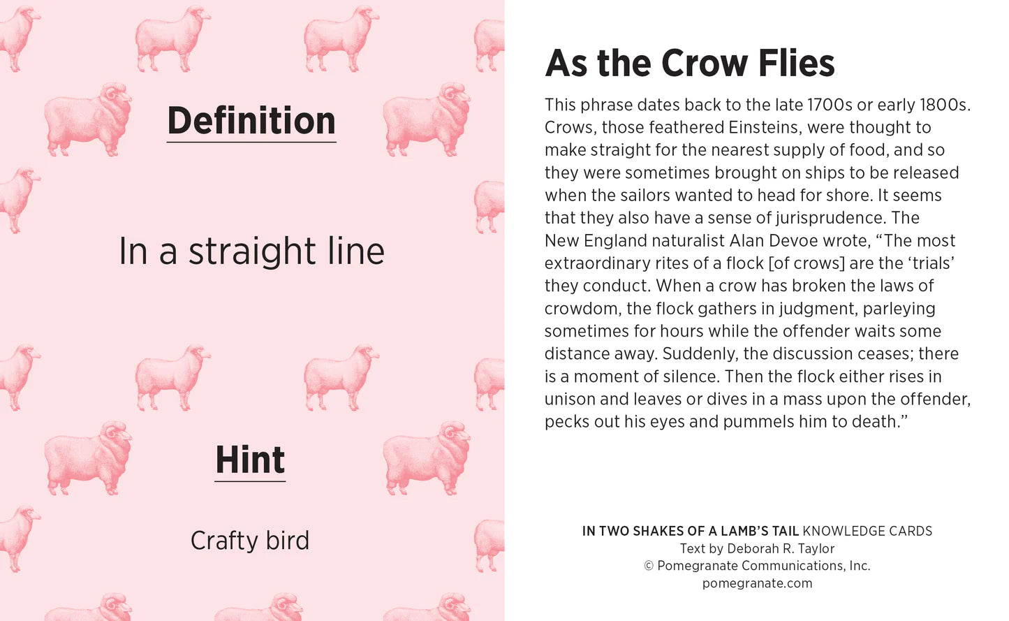 Knowledge Cards - In Two Shakes of a Lamb's Tail